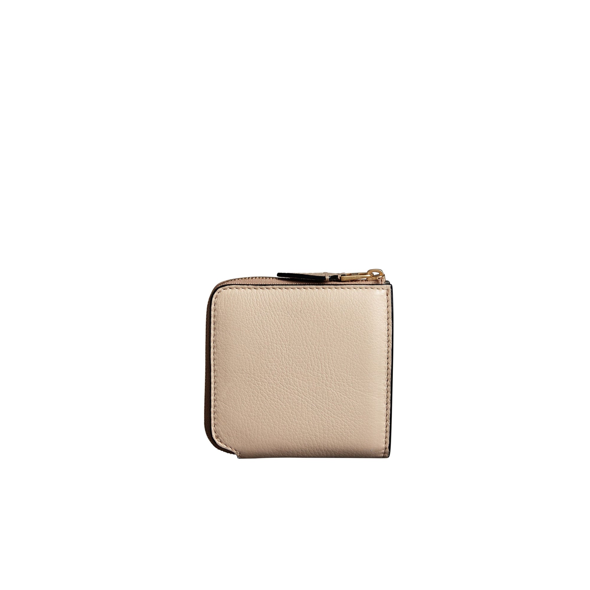 Portefeuille carré zippé en cuir grainé - Limestone