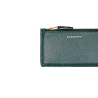 Porte-cartes zippé en cuir bicolore - Dark Cyan
