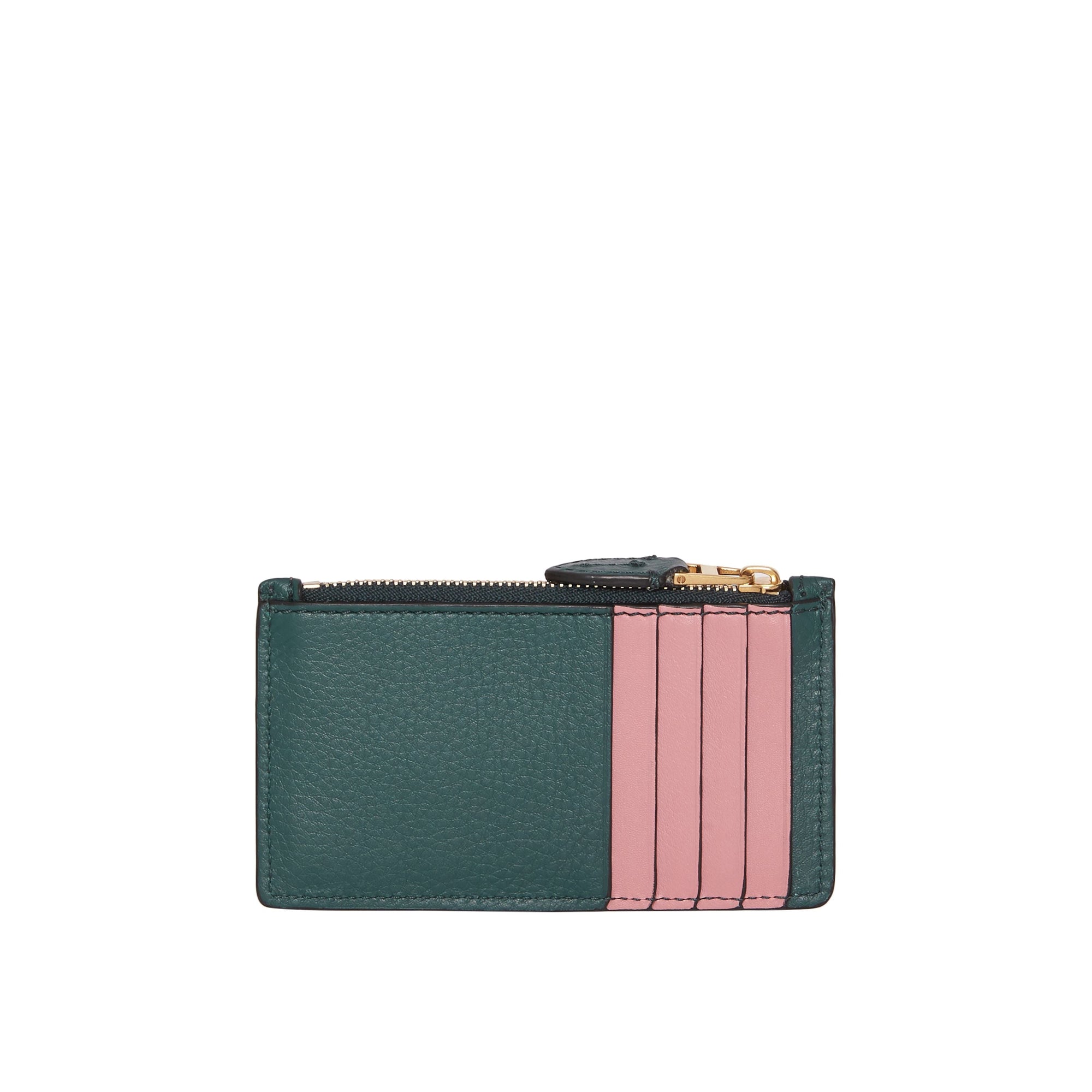 Porte-cartes zippé en cuir bicolore - Dark Cyan