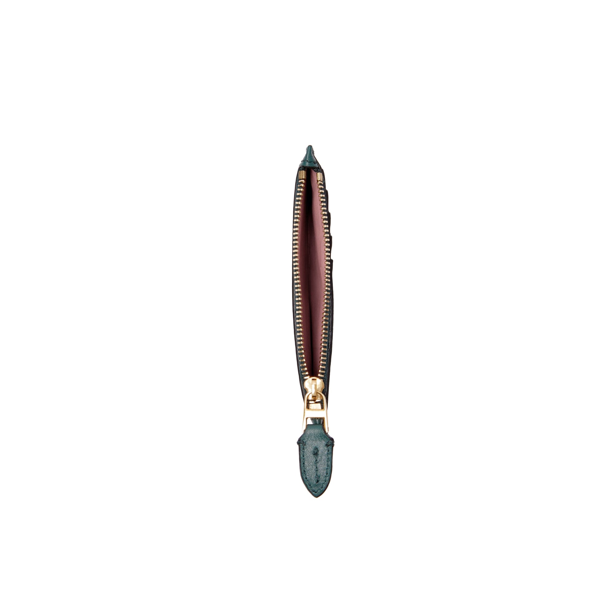 Porte-cartes zippé en cuir bicolore - Dark Cyan