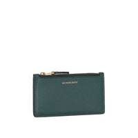 Porte-cartes zippé en cuir bicolore - Dark Cyan
