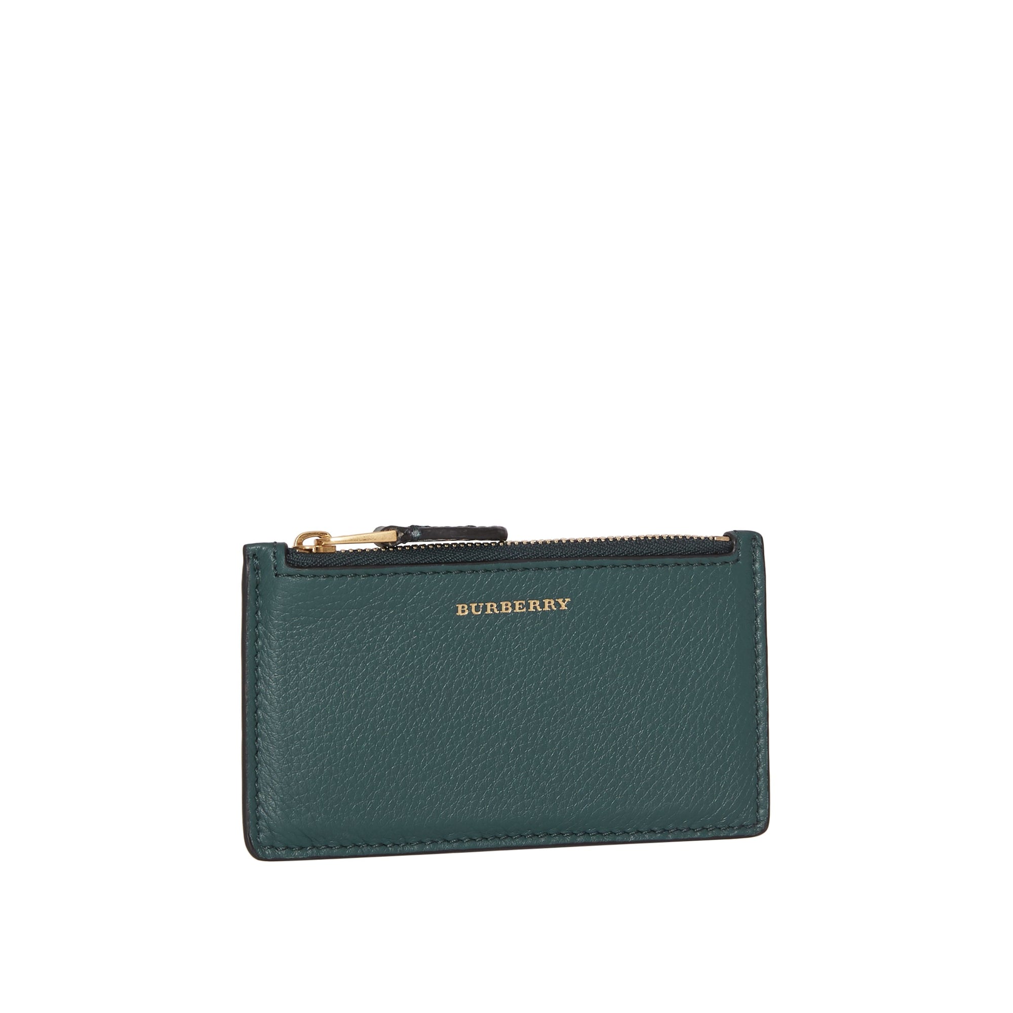 Porte-cartes zippé en cuir bicolore - Dark Cyan