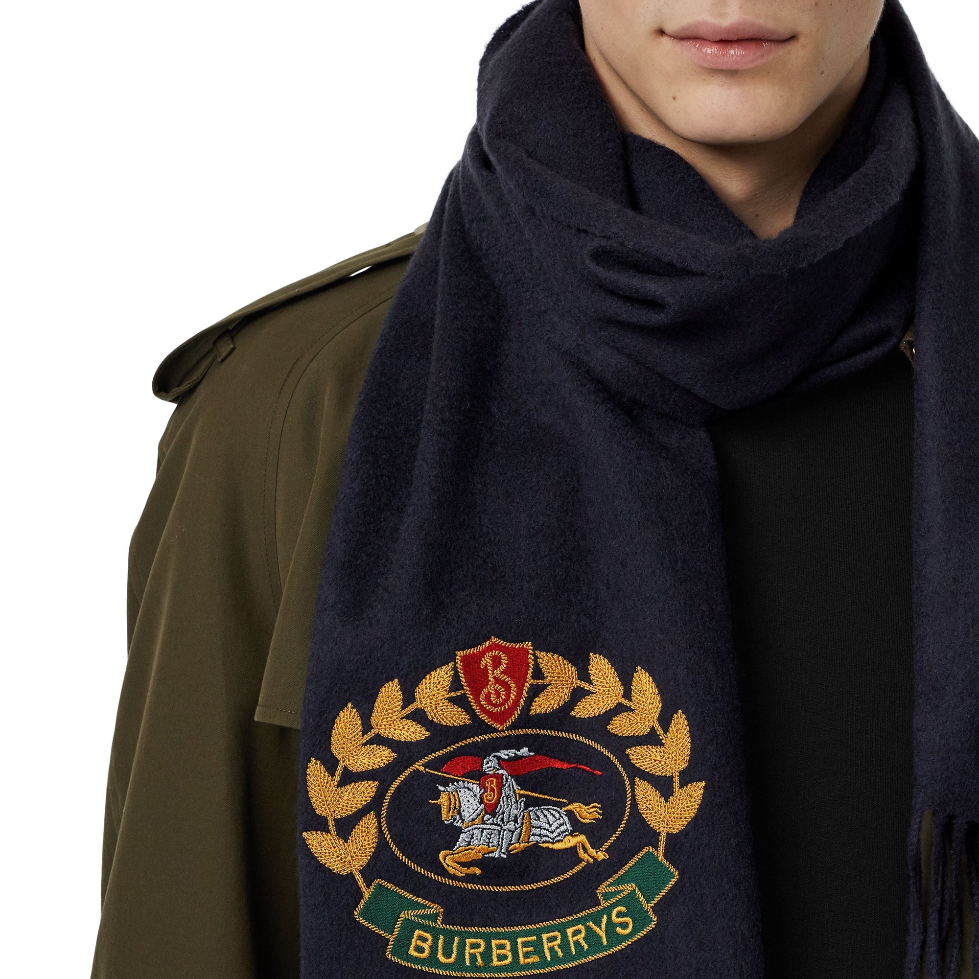Écharpe classique en cachemire avec logo d'archive - Navy