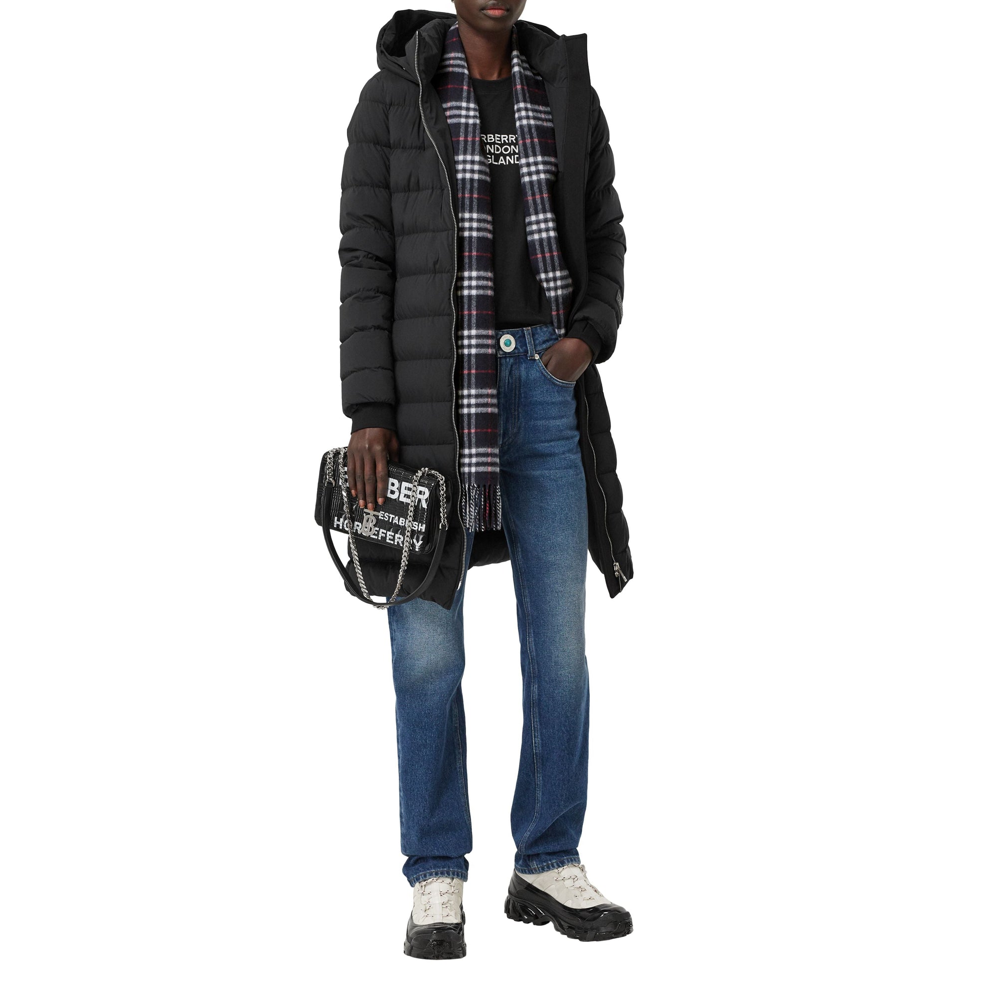 Écharpe classique en cachemire Vintage check - Navy