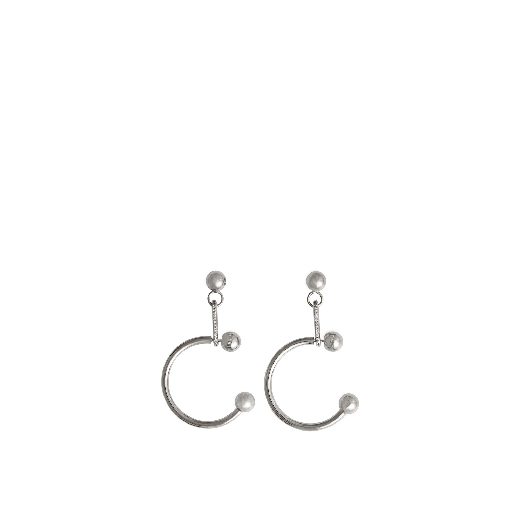 Créoles plaquées palladium avec charme en cristal - Palladio & Crystal