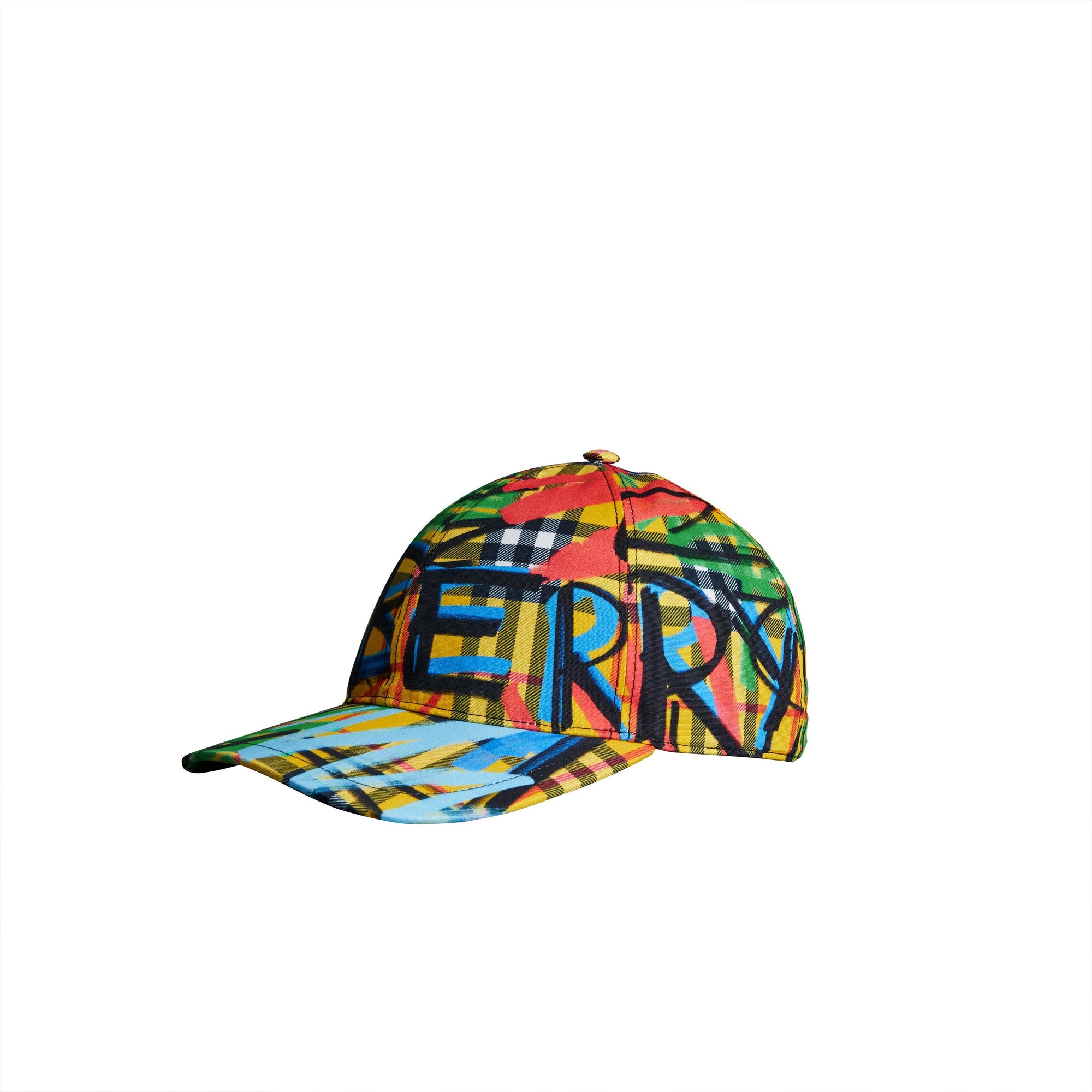 Casquette de baseball à motif check griffonné en graffiti - Amber Yellow