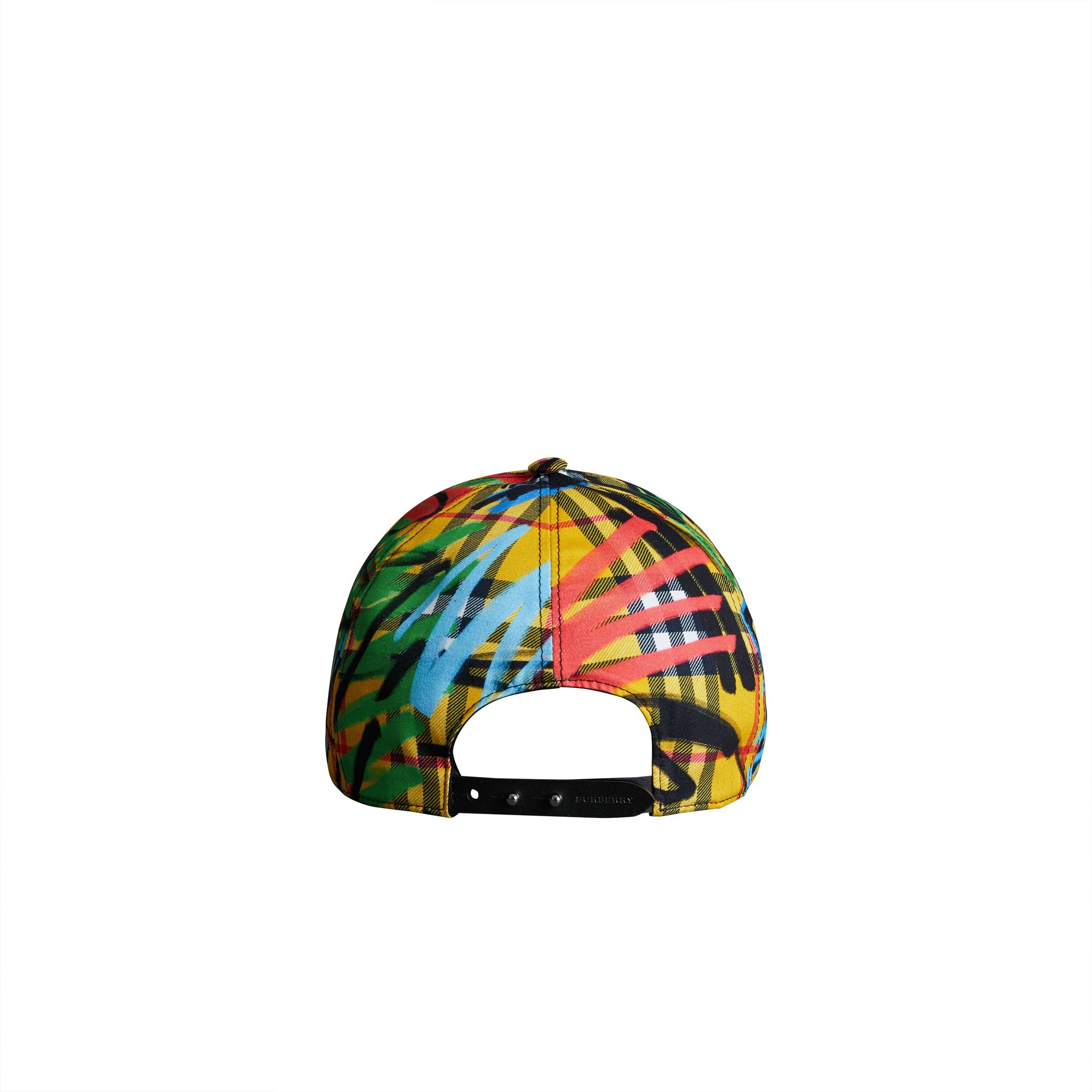 Casquette de baseball à motif check griffonné en graffiti - Amber Yellow