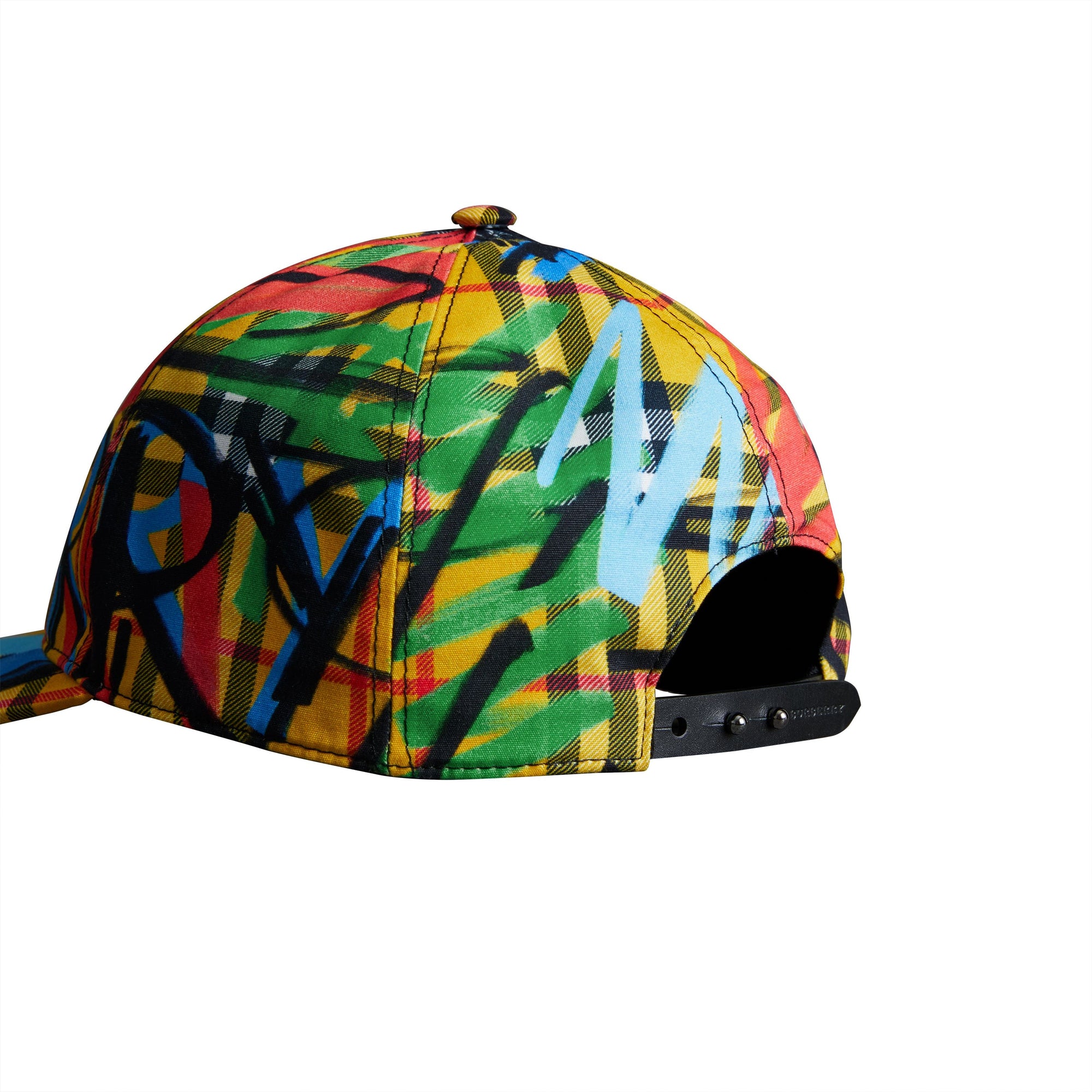 Casquette de baseball à motif check griffonné en graffiti - Amber Yellow