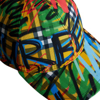 Casquette de baseball à motif check griffonné en graffiti - Amber Yellow