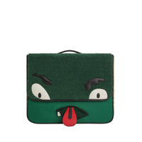Sac cartable monstre en faux shearling à motif Vintage check - Pine Green