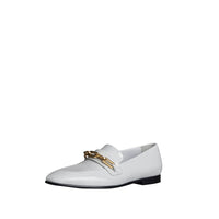 Mocassins en cuir verni avec chaîne - Optic White