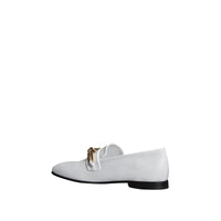 Mocassins en cuir verni avec chaîne - Optic White