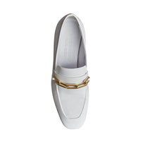Mocassins en cuir verni avec chaîne - Optic White