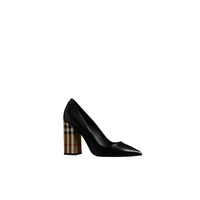 Escarpins en cuir verni avec talon bottier à motif Vintage check - Black