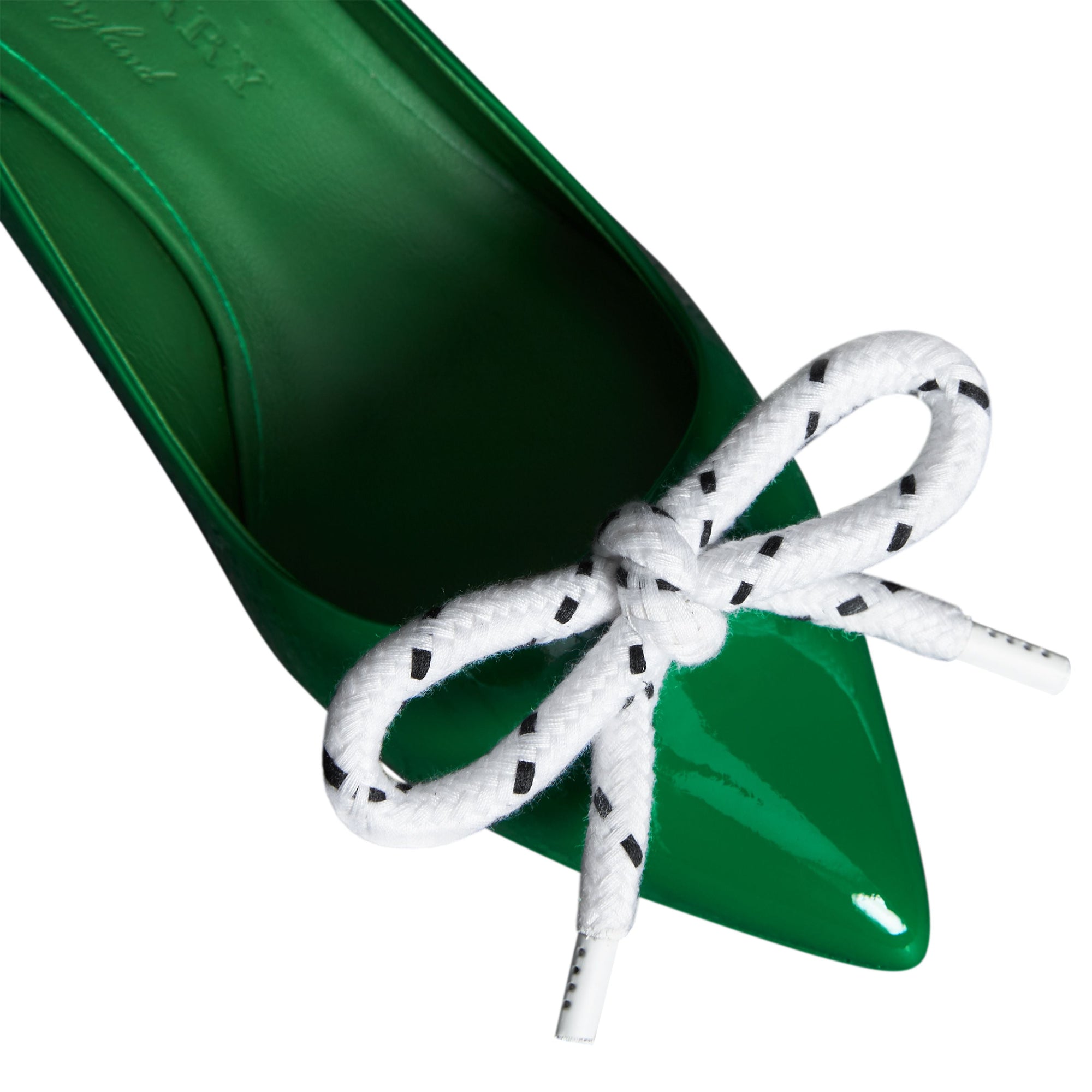 Escarpins à talon ouvert en cuir verni avec nœud en corde - Bright Pigment Green