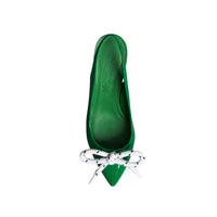 Escarpins à talon ouvert en cuir verni avec nœud en corde - Bright Pigment Green