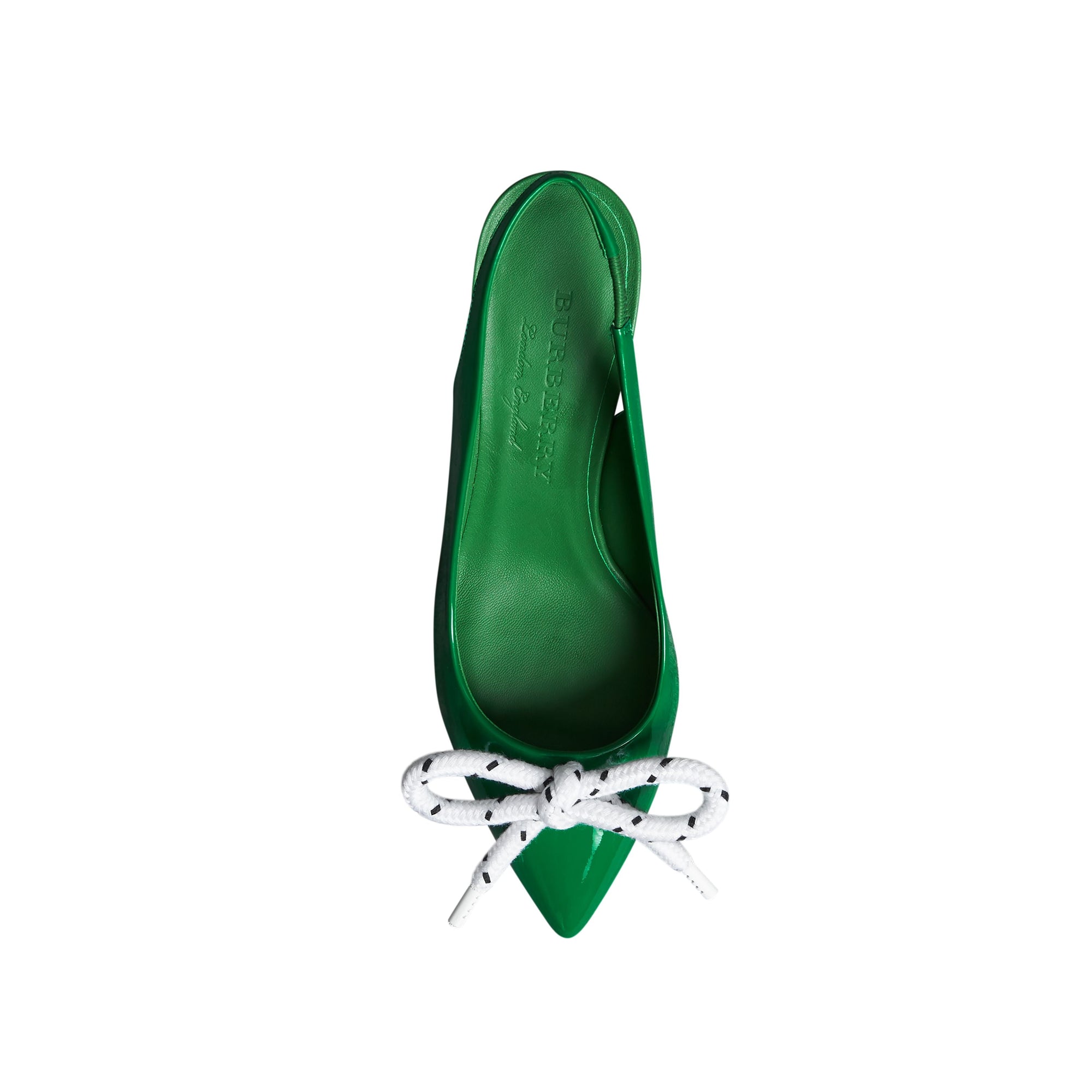 Escarpins à talon ouvert en cuir verni avec nœud en corde - Bright Pigment Green