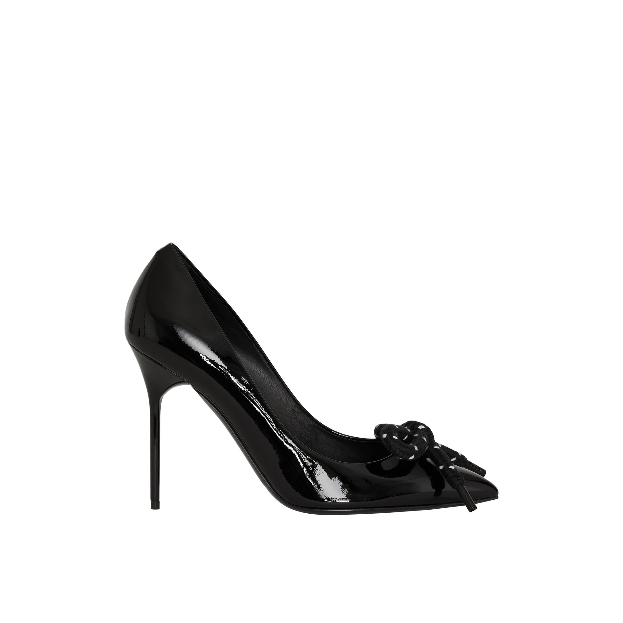 Escarpins en cuir verni avec nœud en corde - Black