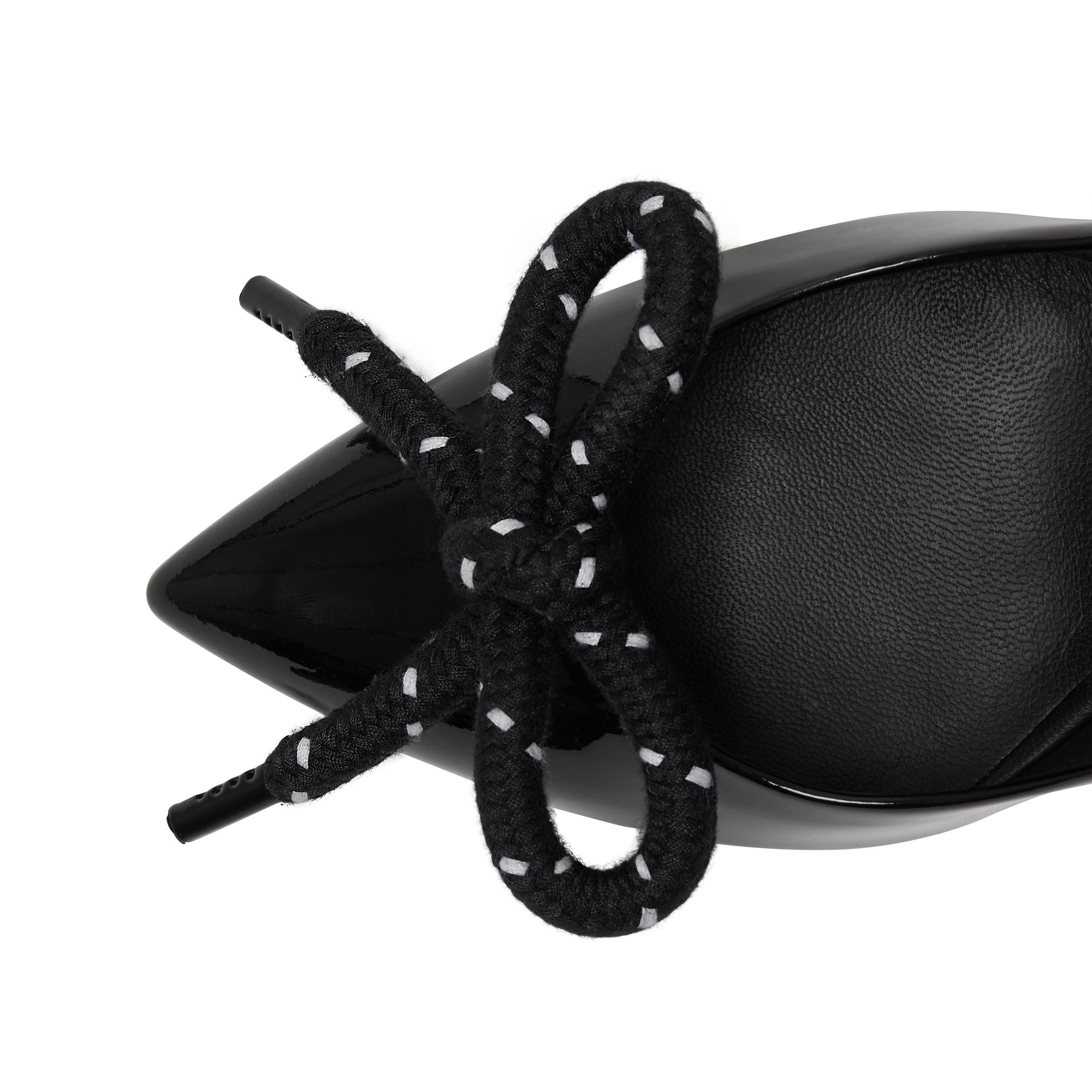 Escarpins en cuir verni avec nœud en corde - Black