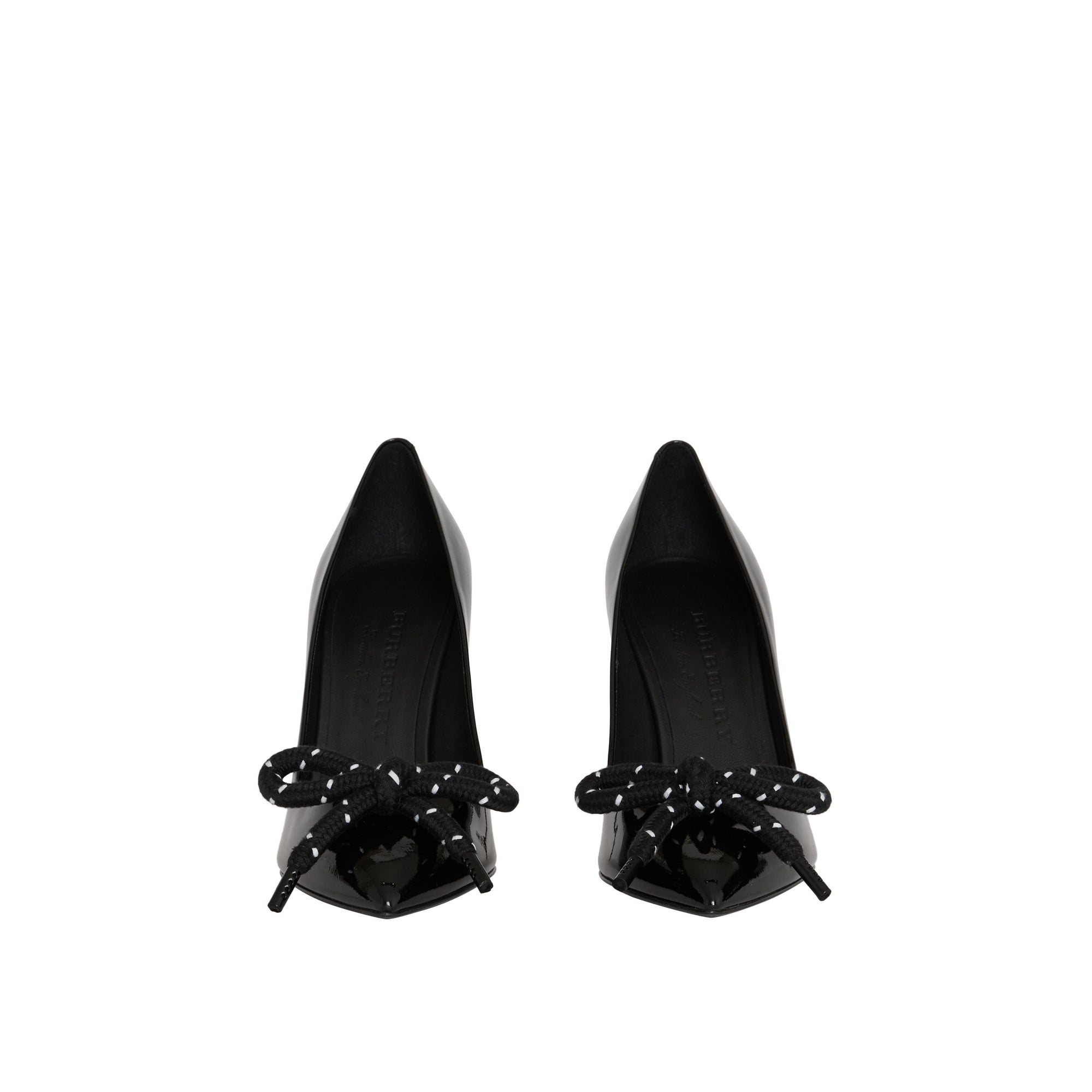Escarpins en cuir verni avec nœud en corde - Black
