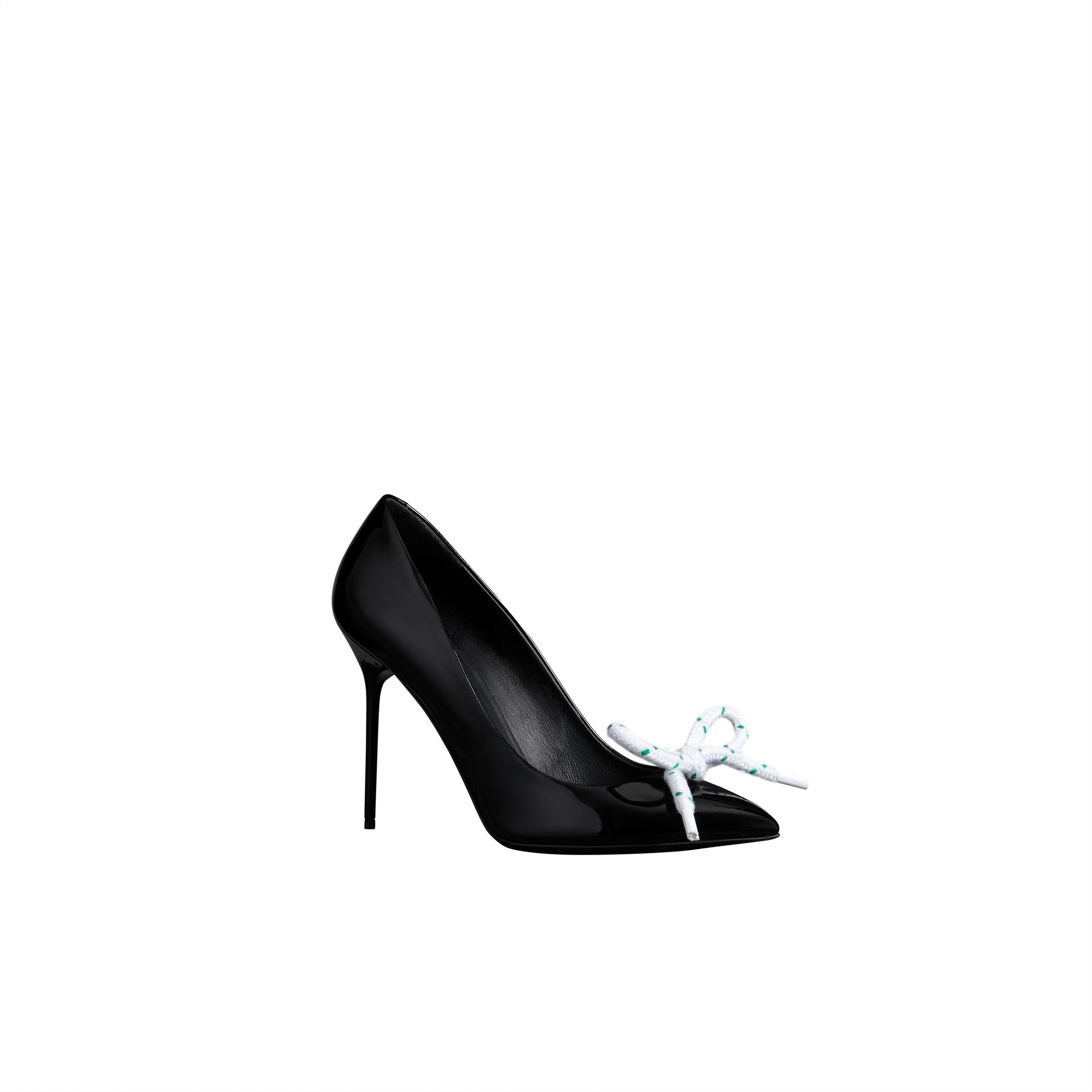 Escarpins en cuir verni avec nœud en corde - Black