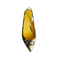 Escarpins à talon ouvert en cuir à imprimé graffiti - Vibrant Yellow