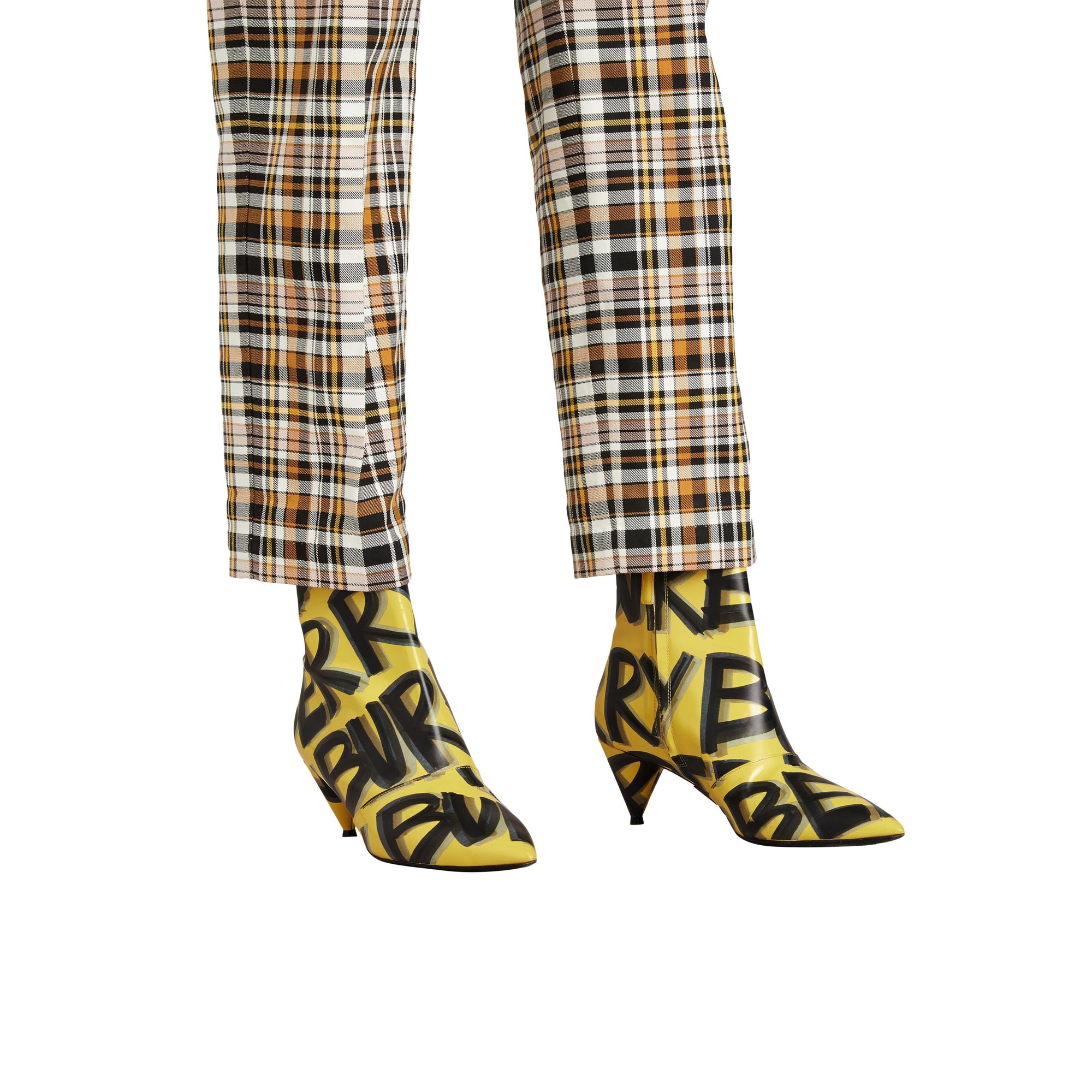 Bottines en cuir à imprimé graffiti - Vibrant Yellow