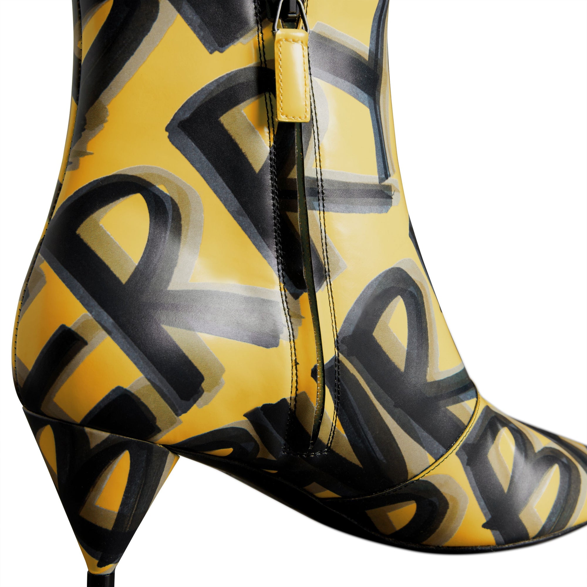 Bottines en cuir à imprimé graffiti - Vibrant Yellow