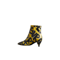 Bottines en cuir à imprimé graffiti - Vibrant Yellow