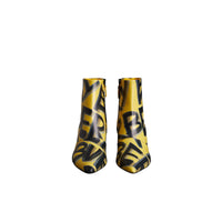 Bottines en cuir à imprimé graffiti - Vibrant Yellow