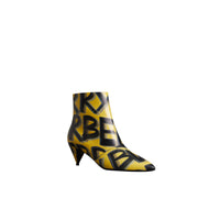 Bottines en cuir à imprimé graffiti - Vibrant Yellow