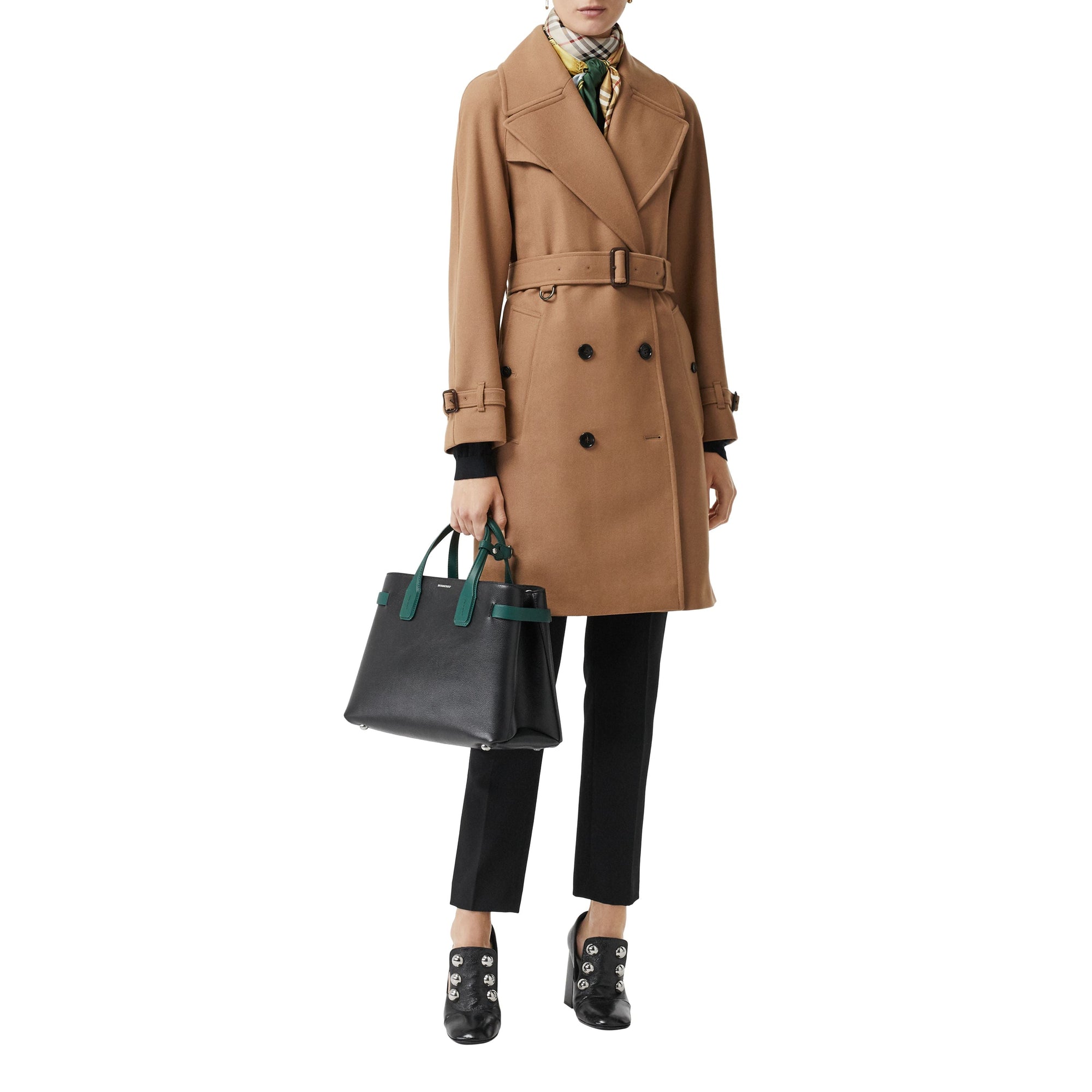 Sac The Banner moyen en cuir bicolore - Black & Sea Green