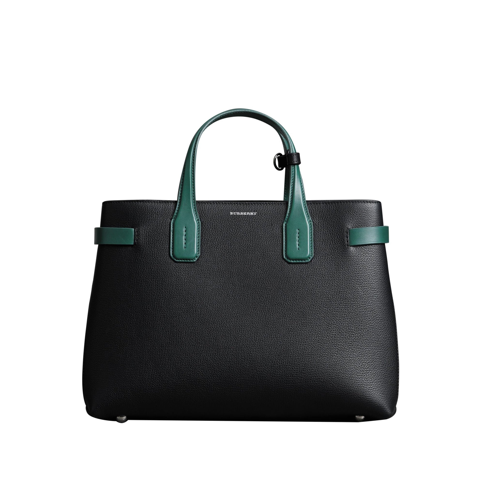Sac The Banner moyen en cuir bicolore - Black & Sea Green