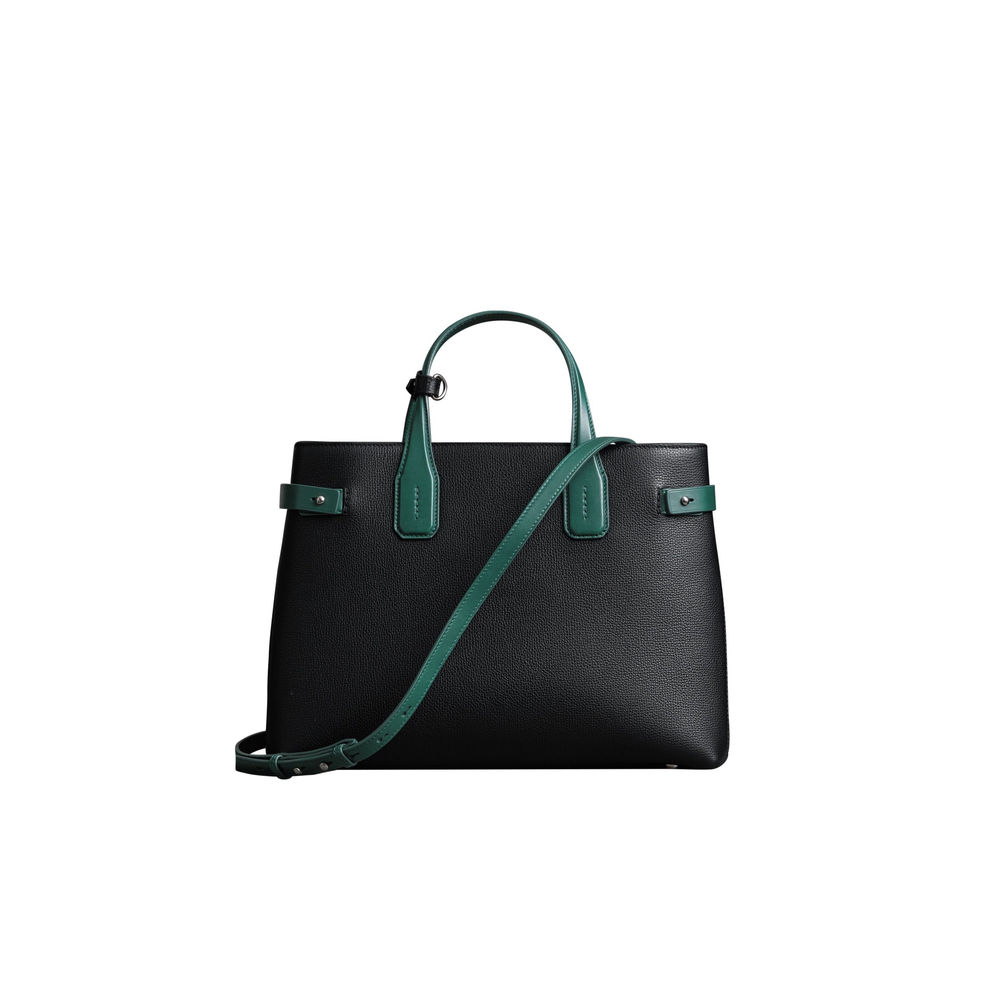 Sac The Banner moyen en cuir bicolore - Black & Sea Green