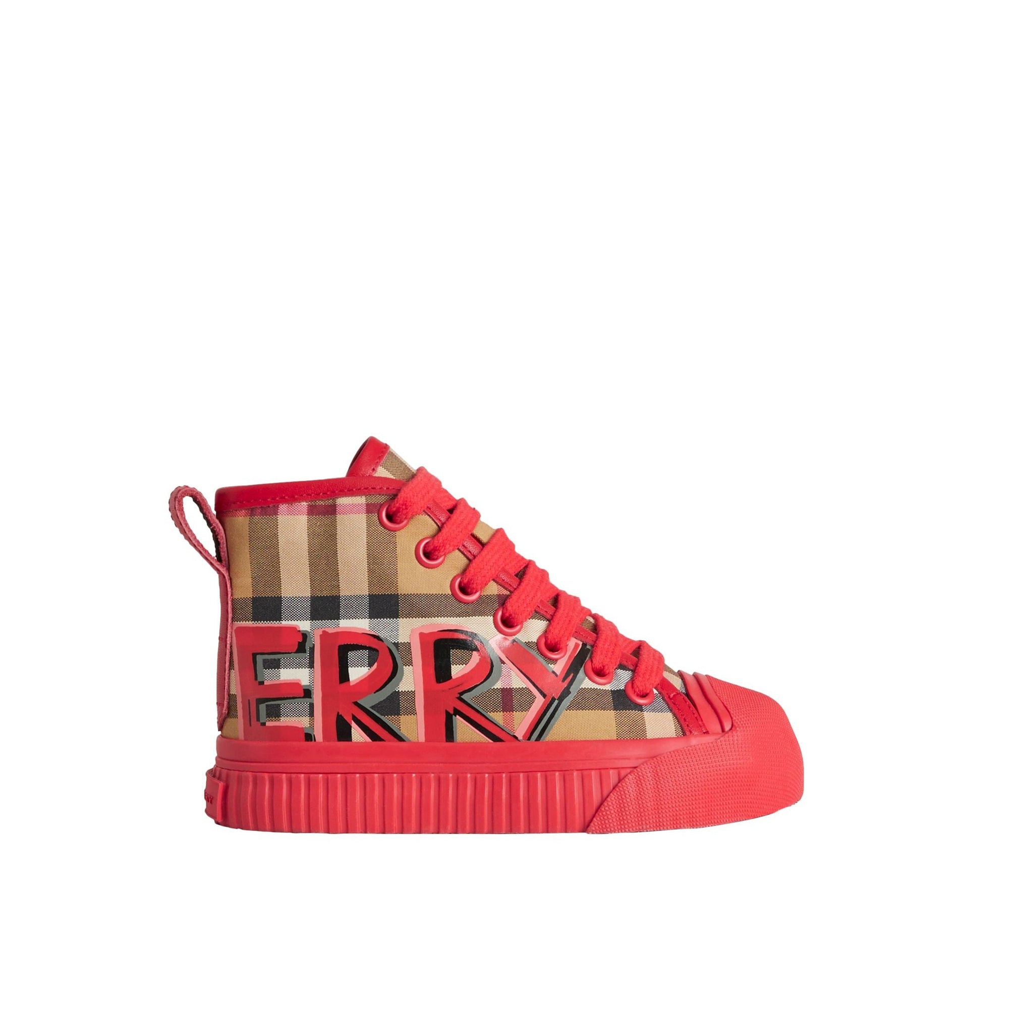 Sneakers montantes à motif Vintage check et graffiti - Bright Red