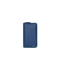 Portefeuille zippé en cuir grainé - Bright Ultramarine