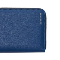 Portefeuille zippé en cuir grainé - Bright Ultramarine