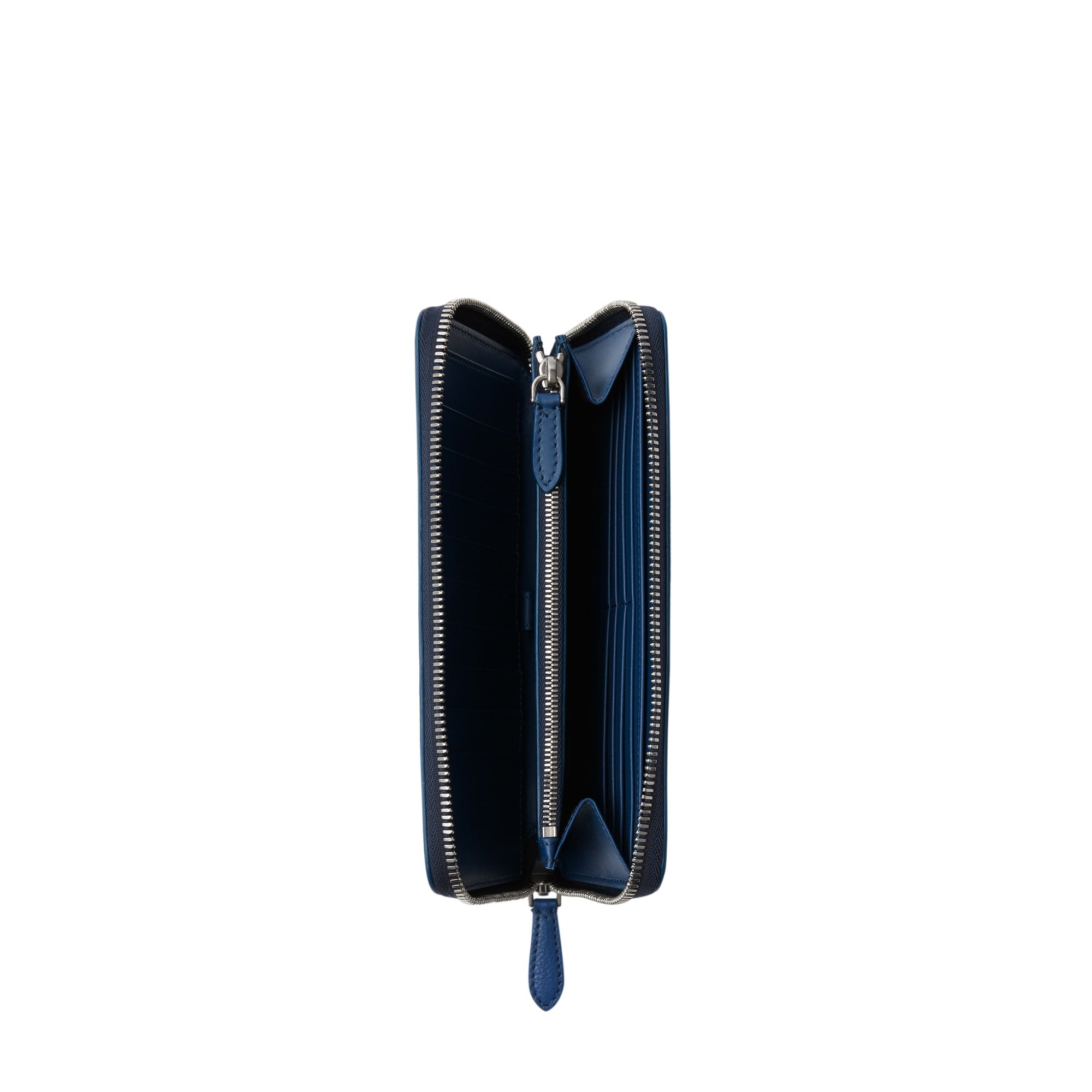 Portefeuille zippé en cuir grainé - Bright Ultramarine