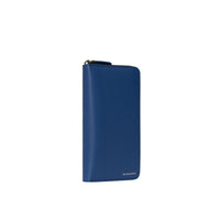 Portefeuille zippé en cuir grainé - Bright Ultramarine