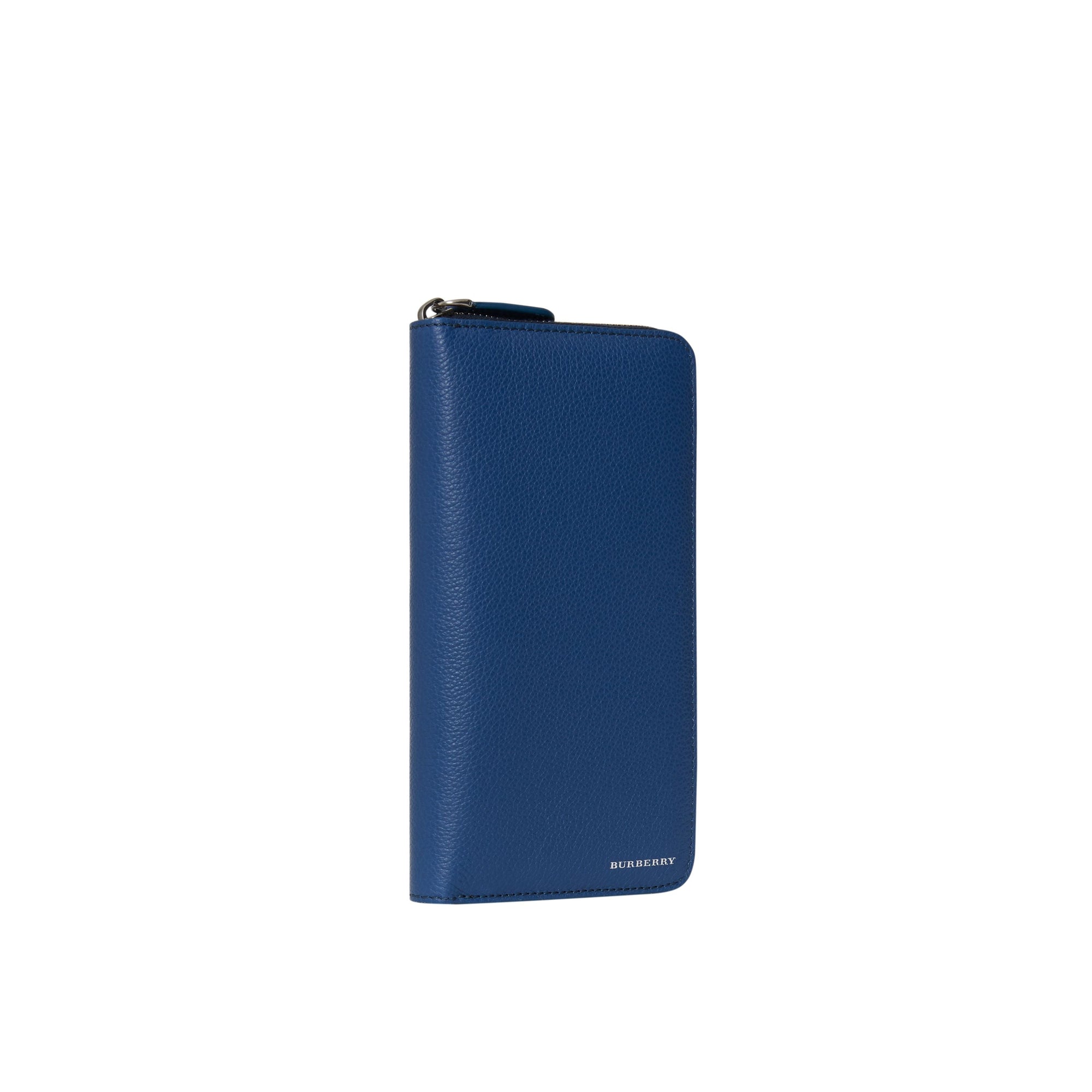 Portefeuille zippé en cuir grainé - Bright Ultramarine