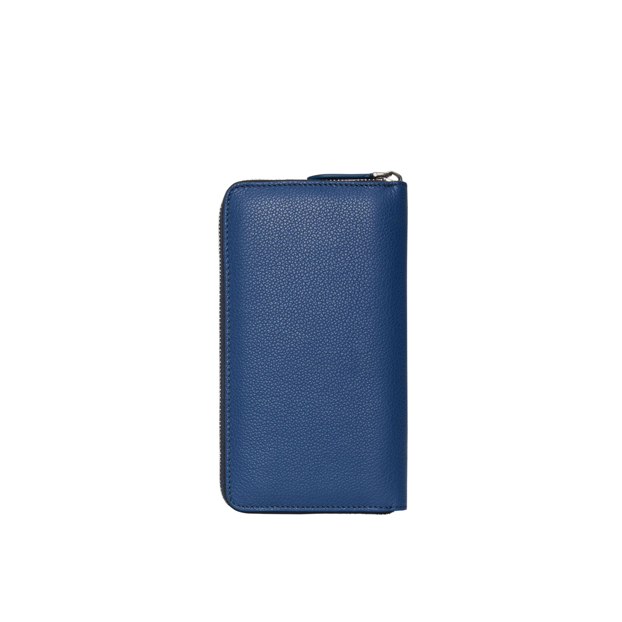 Portefeuille zippé en cuir grainé - Bright Ultramarine