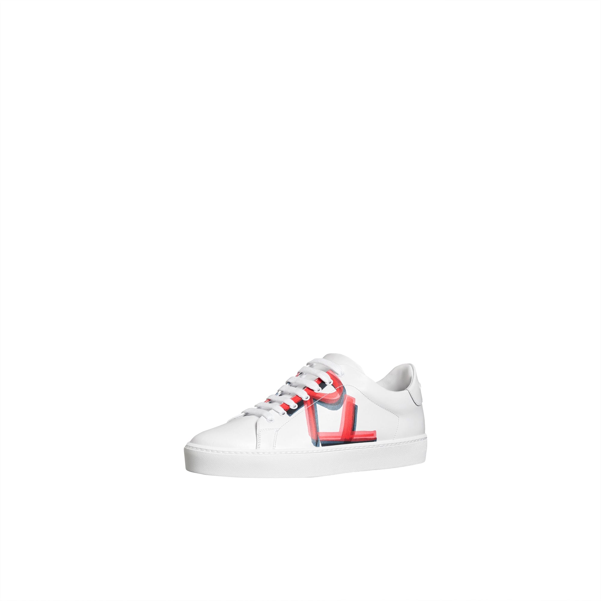 Sneakers en cuir à imprimé graffiti - Bright Red