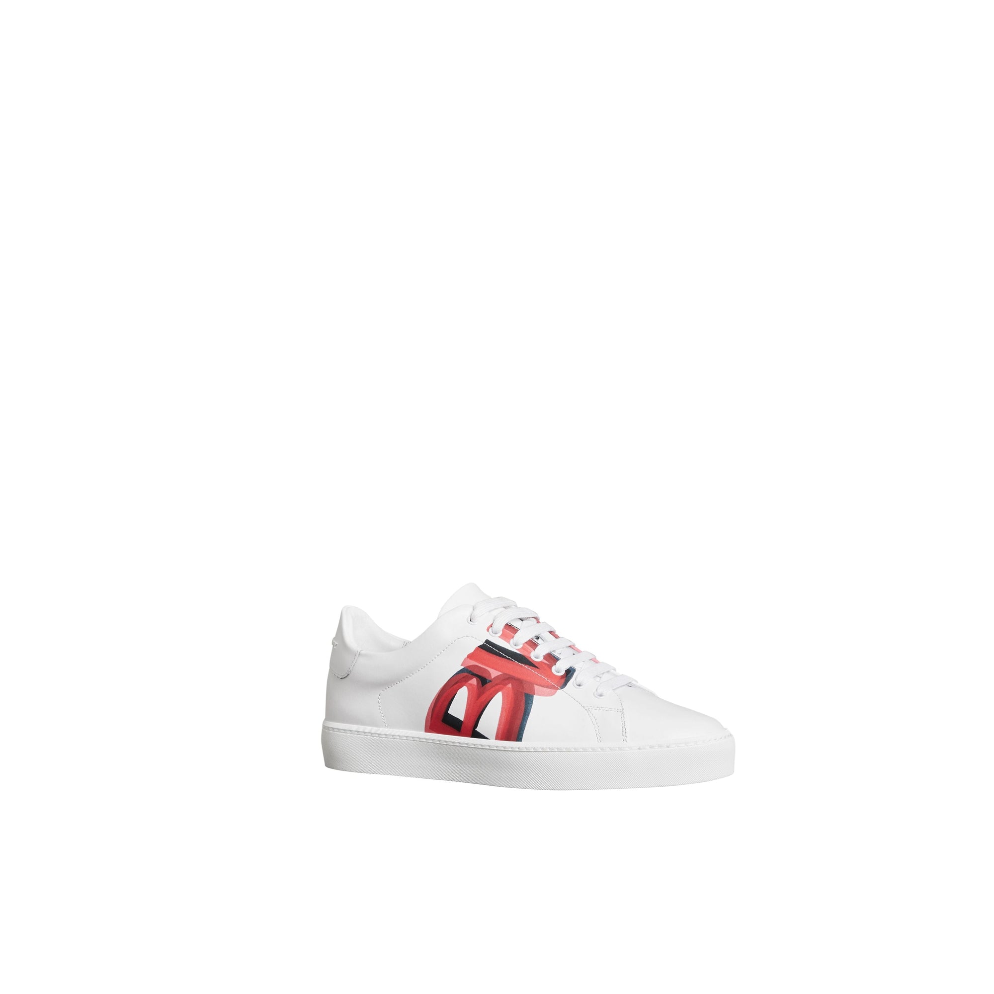 Sneakers en cuir à imprimé graffiti - Bright Red