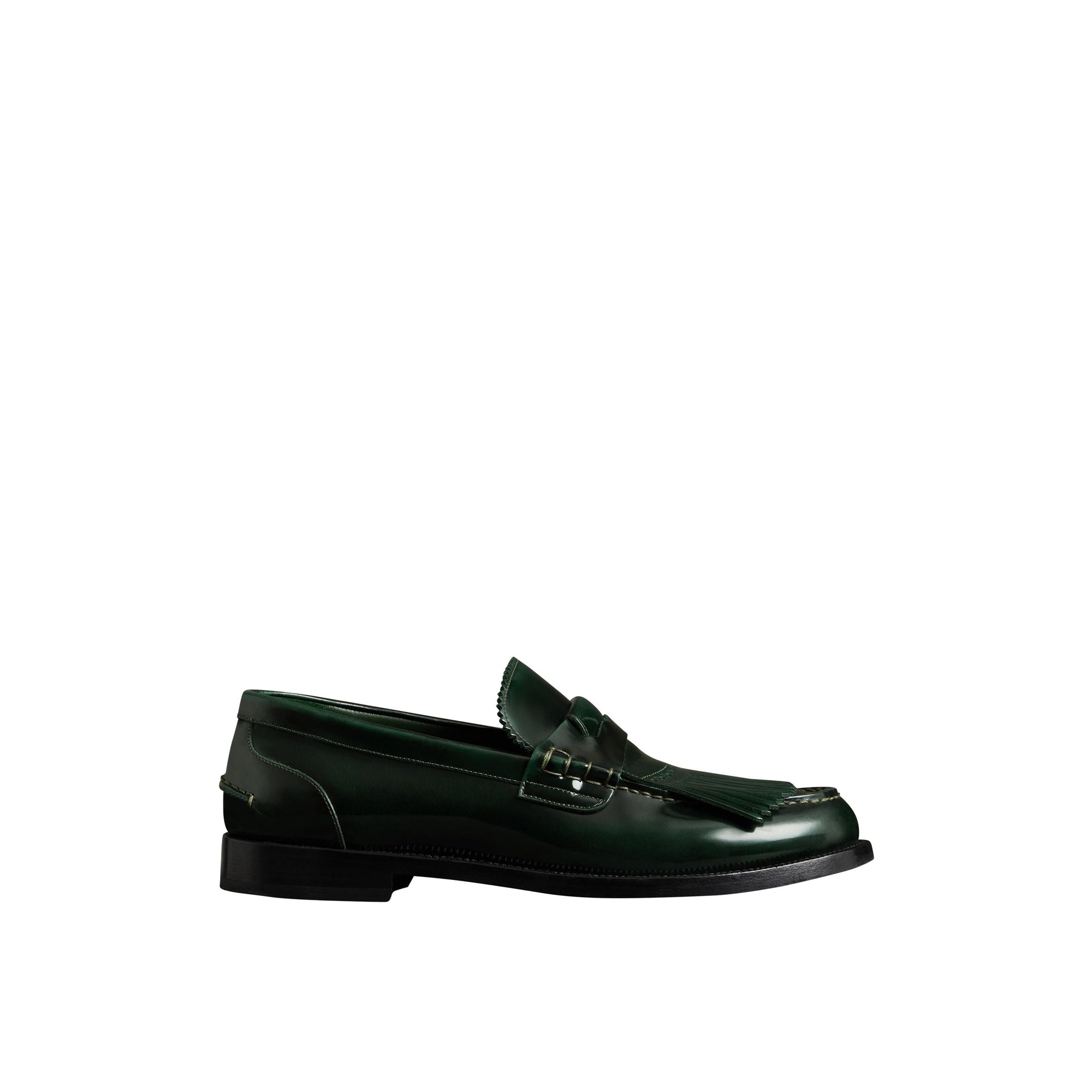Mocassins en cuir à franges - Bottle Green