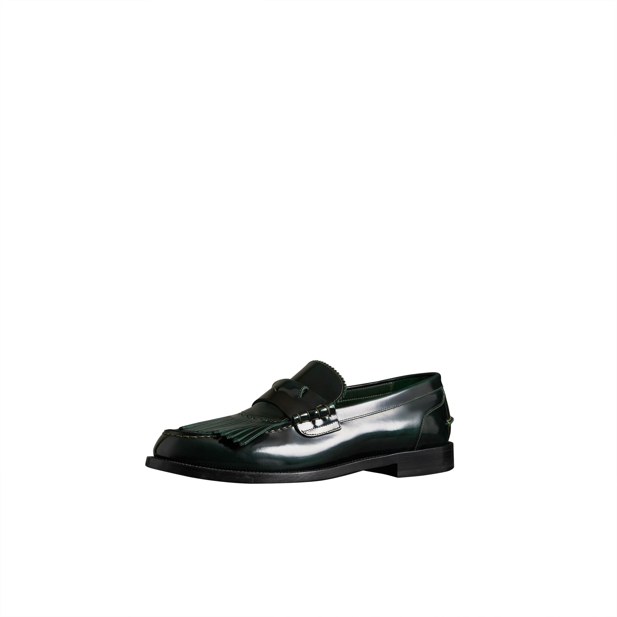 Mocassins en cuir à franges - Bottle Green