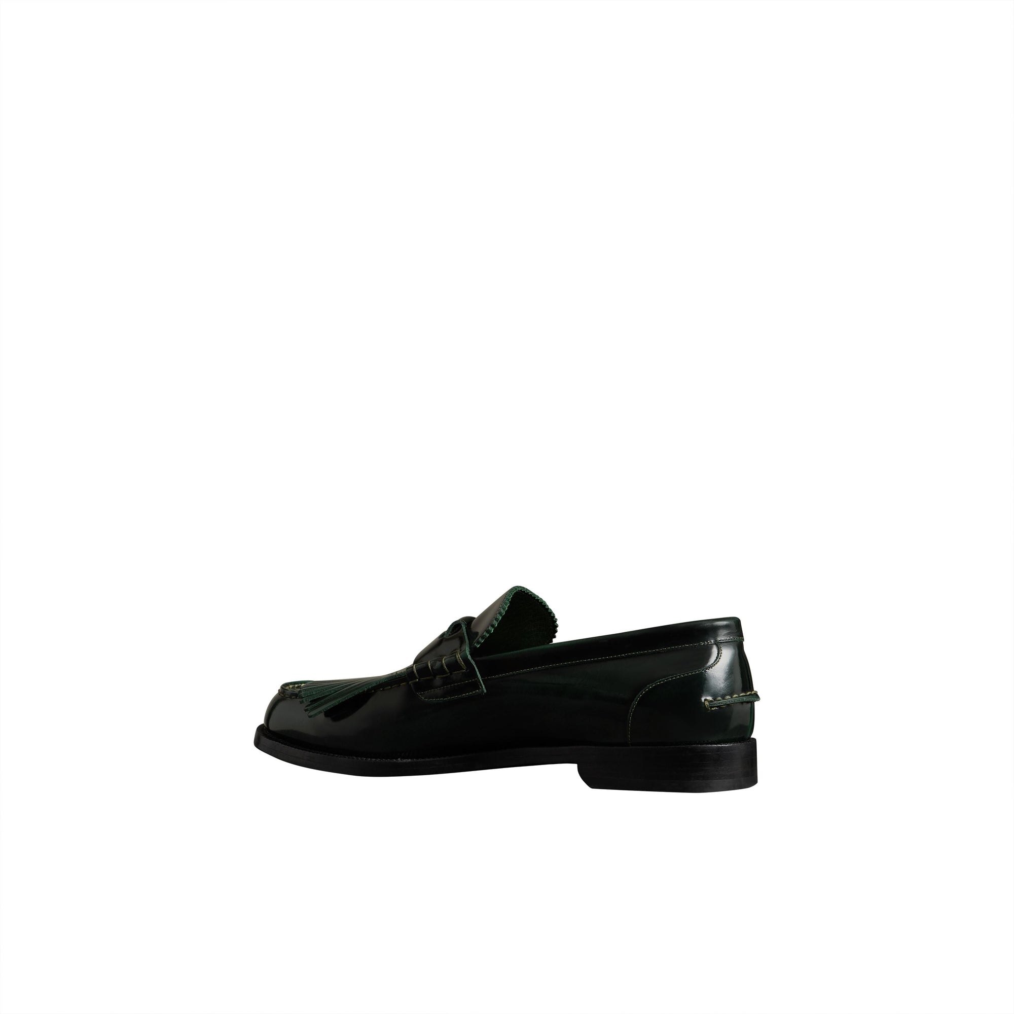 Mocassins en cuir à franges - Bottle Green