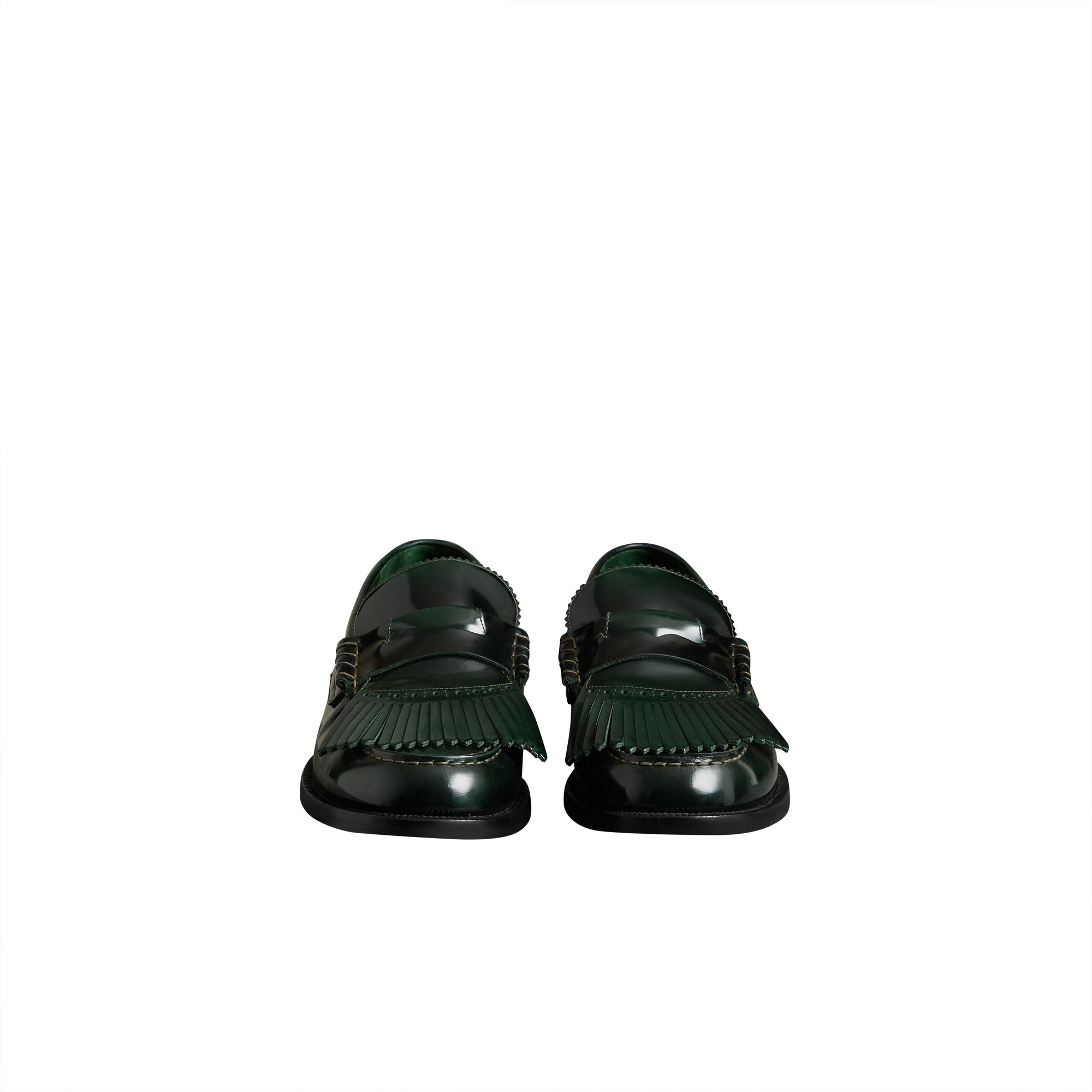 Mocassins en cuir à franges - Bottle Green