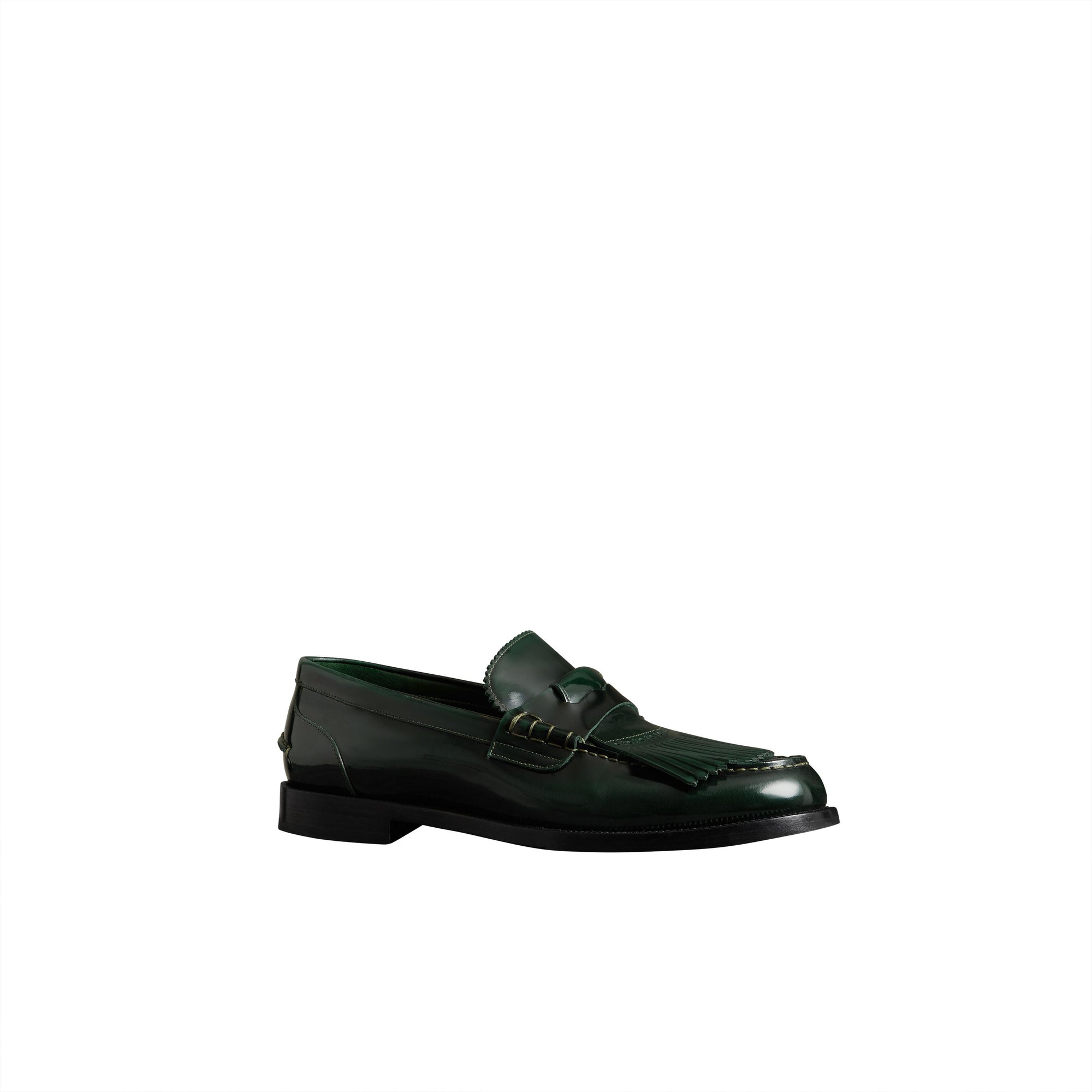 Mocassins en cuir à franges - Bottle Green