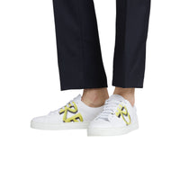 Sneakers en cuir avec logo imprimé - Optic White & V Yellow