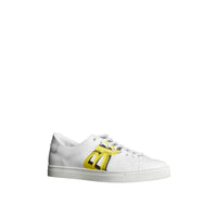 Sneakers en cuir avec logo imprimé - Optic White & V Yellow